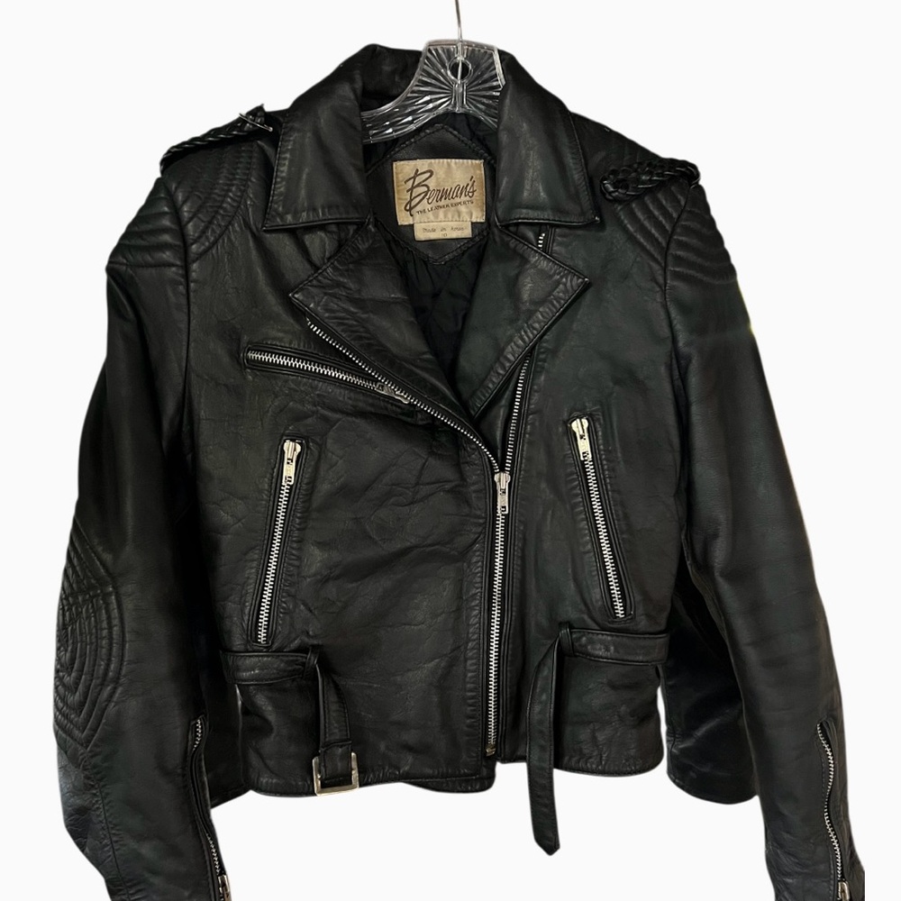 Vintage leather moto jacket